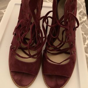 Vince Camuto Open Toe Suede Wedge Bootie Sandal